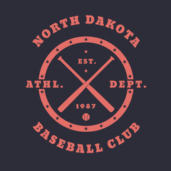 Baseball vintage round emblem, logo, t-shirt design, print, vector illustration