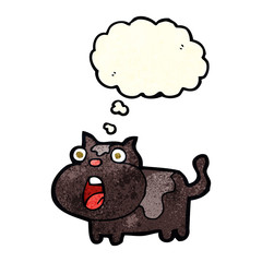 cartoon shocked cat with thought bubble