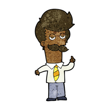 cartoon mna with mustache explaining