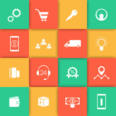 E-commerce, online shopping, payments web icons pack, vector illustration
