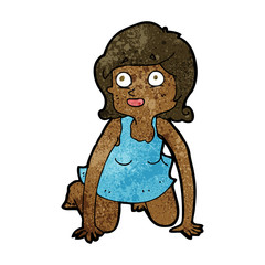 cartoon woman on all fours
