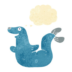 cartoon seal with thought bubble