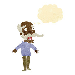 cartoon old man gasping in surprise with thought bubble