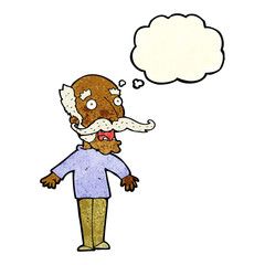 cartoon old man gasping in surprise with thought bubble