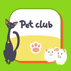 Card for pet club, logo, postcard