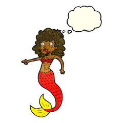 cartoon mermaid with thought bubble