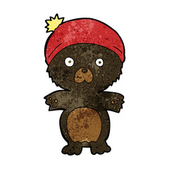 cartoon cute black bear in hat