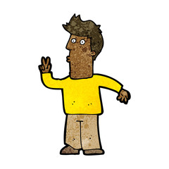 cartoon man giving peace sign