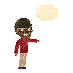 Obraz na płótnie Canvas cartoon pointing man with thought bubble