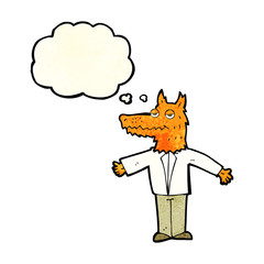 cartoon wolf with thought bubble