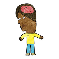 cartoon man with brain symbol
