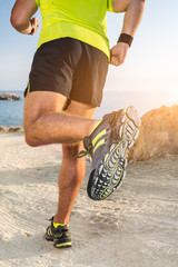 Running on seaside path.