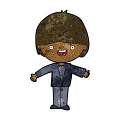 cartoon happy boy with open arms