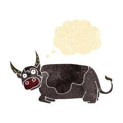 cartoon bull with thought bubble