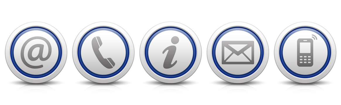 Contact Us – Set of light gray buttons with reflection & dark blue
