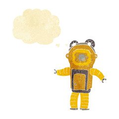 cartoon deep sea diver  with thought bubble