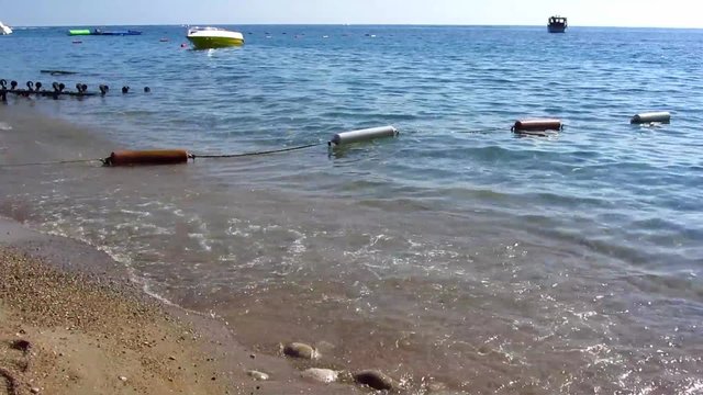 Buoys swinging on the waves of the sea 
