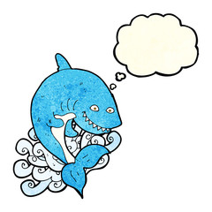cartoon shark with thought bubble