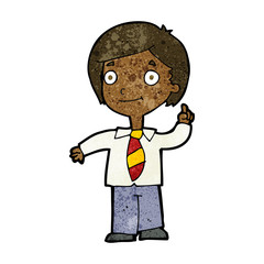 cartoon school boy answering question