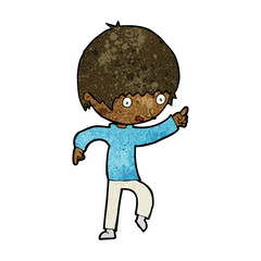 cartoon worried boy pointing