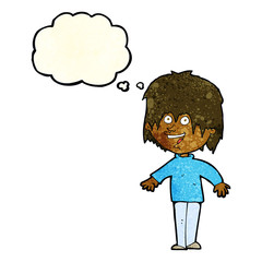 cartoon excited man with thought bubble