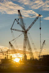 silhouette construction Industry oil rig refinery working site