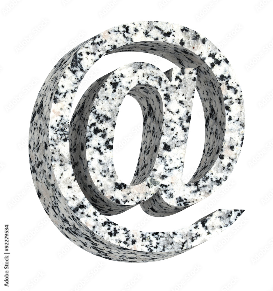 Fototapete e-mail sign from granite alphabet set isolated over white. computer generated 3d photo rendering.