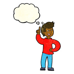 cartoon man with idea with thought bubble