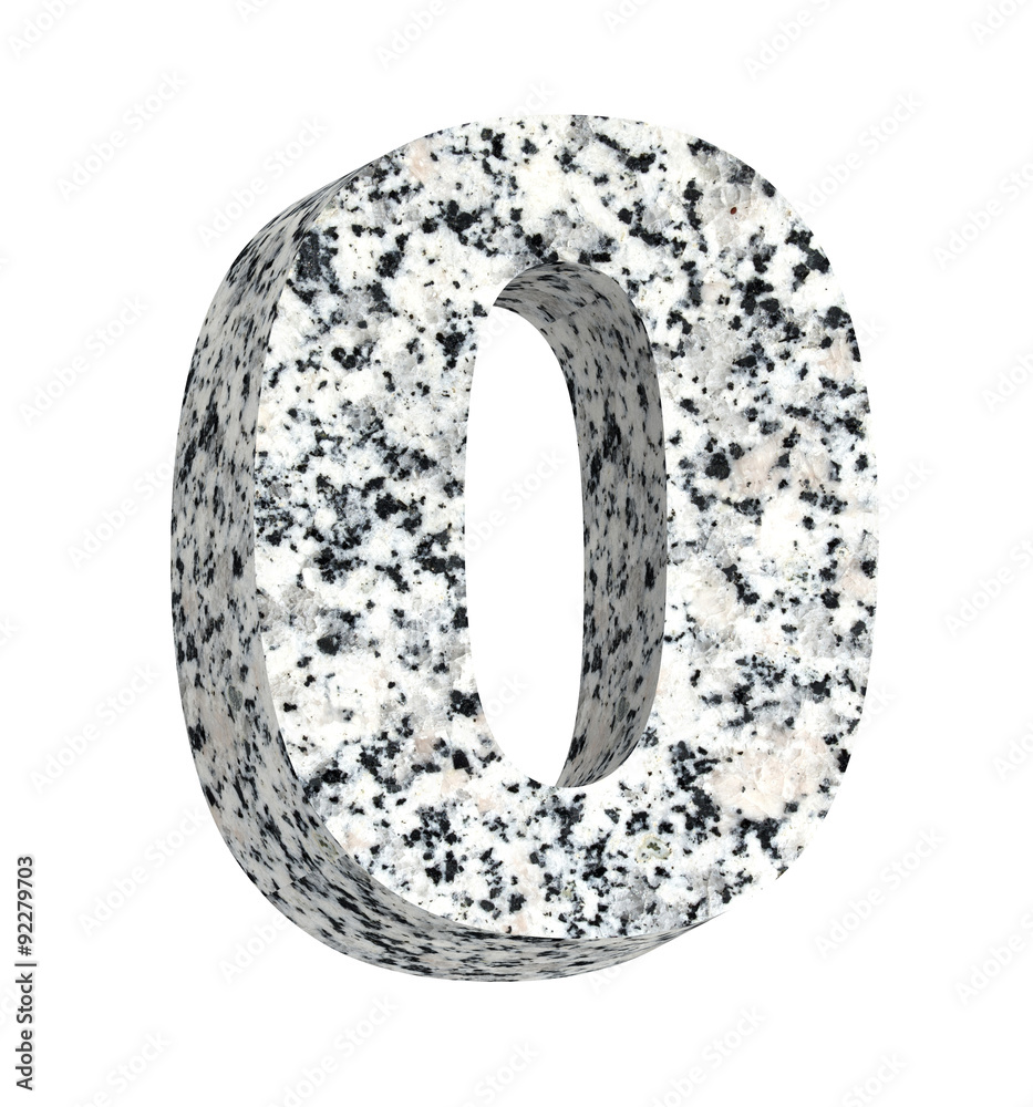 Fototapete Number from granite alphabet set isolated over white. Computer generated 3D photo rendering.