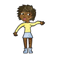 cartoon friendly woman waving