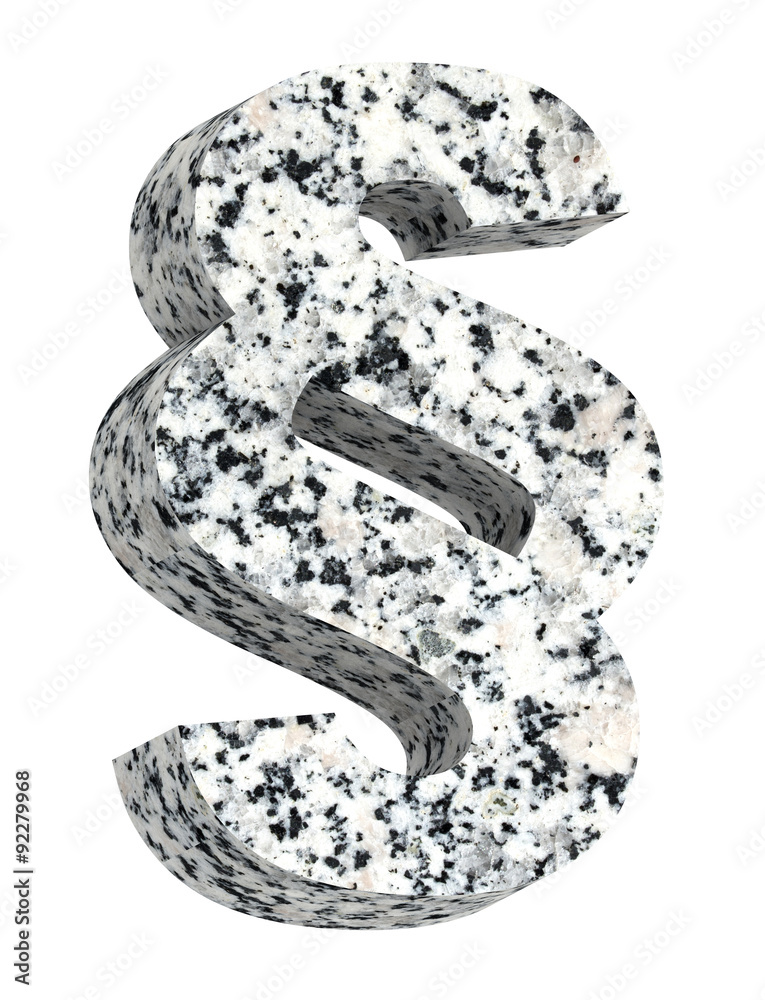 Fototapete Paragraph sign from granite alphabet set isolated over white. Computer generated 3D photo rendering.