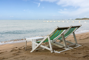 Beach chair on the beach in pattaya