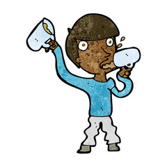 cartoon man drinking beer