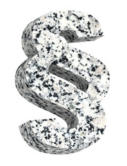 Paragraph sign from granite alphabet set isolated over white. Computer generated 3D photo rendering.