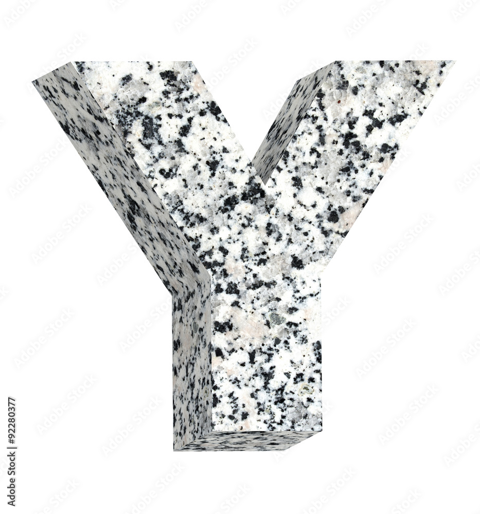 Fototapete one letter from granite alphabet set isolated over white. computer generated 3d photo rendering.