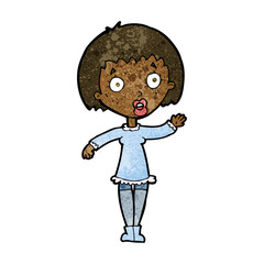 cartoon waving woman
