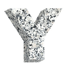 One letter from granite alphabet set isolated over white. Computer generated 3D photo rendering.