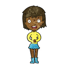 cartoon excited woman