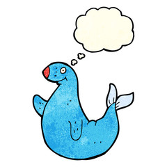 cartoon seal with thought bubble