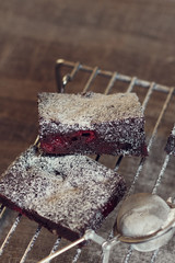 Chocolate brownies with sugar powder