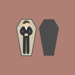 Man in Coffin Illustration