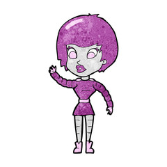 cartoon robot woman waving