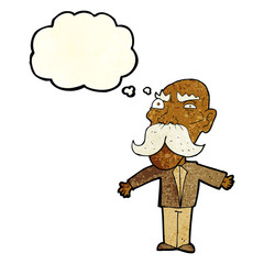 Fototapeta premium cartoon angry old man with thought bubble