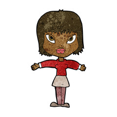 cartoon woman with outstretched arms