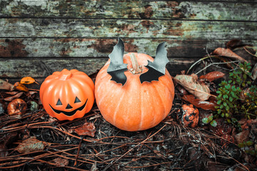 Happy Halloween. Holiday pumpkins and decorations