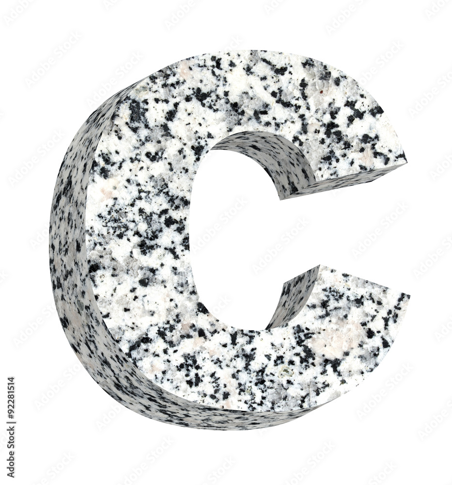 Fototapete one letter from granite alphabet set isolated over white. computer generated 3d photo rendering.