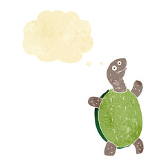 cartoon happy turtle with thought bubble