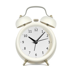 White alarm clock, on white background