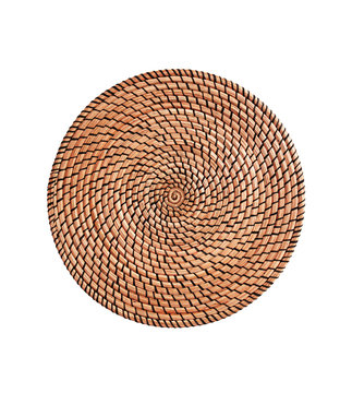 Wicker placemat surface top view texture Isolated on white backg