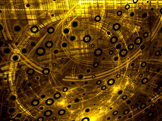 Abstract computer-generated image modern tech yellow background